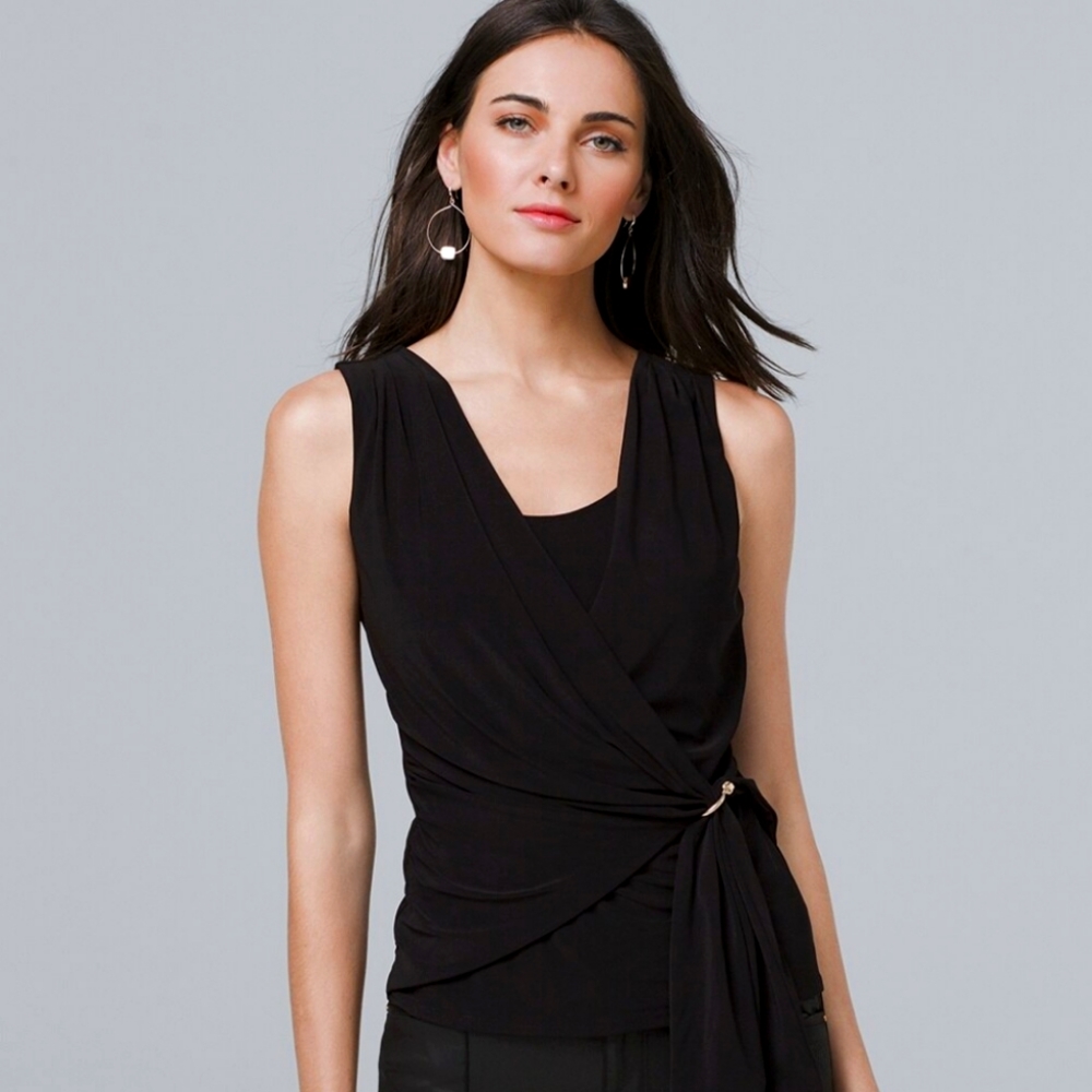 White and Black Market Sleeveless Draped side knit top